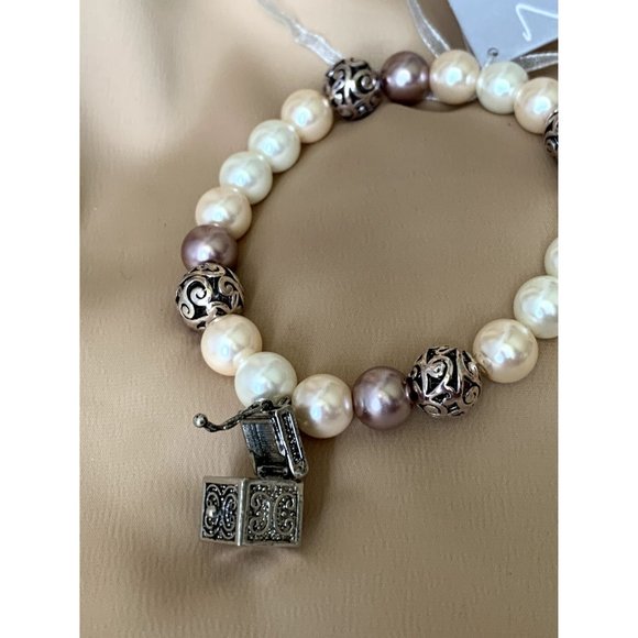 SOLD Valerie Parr Hill Faux Pearl Prayer Box Bracelet NEW WITH TAG - Picture 5 of 6